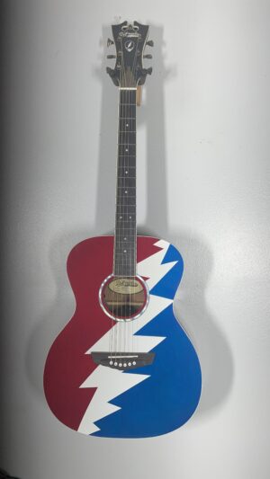 D'Angelico Grateful Dead Acoustic Guitar, w/custome bag, pro setup and warranty.