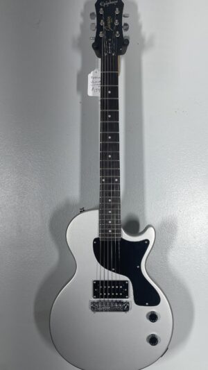 Epiphone Les Paul Junior, silver, pro setup and ready to play.